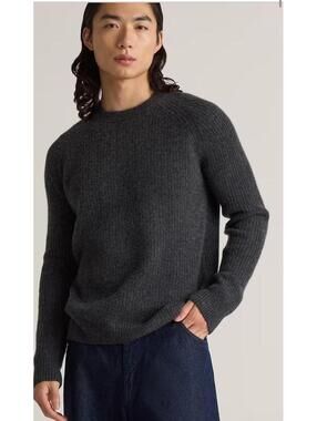 Quince Mongolian Cashmere Fisherman Crewneck Sweater charcoal S